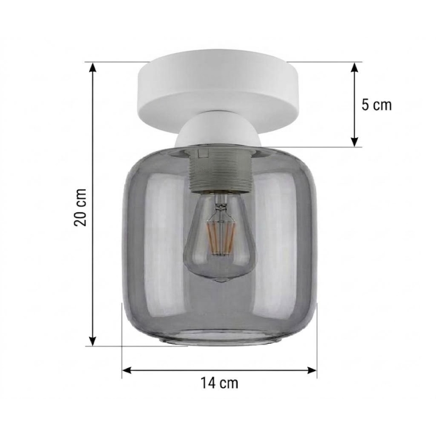 BRILAGI - Plafonnier LED RETRO GLASS 1xE27/60W/230V Ø 14 cm blanc/gris fumé