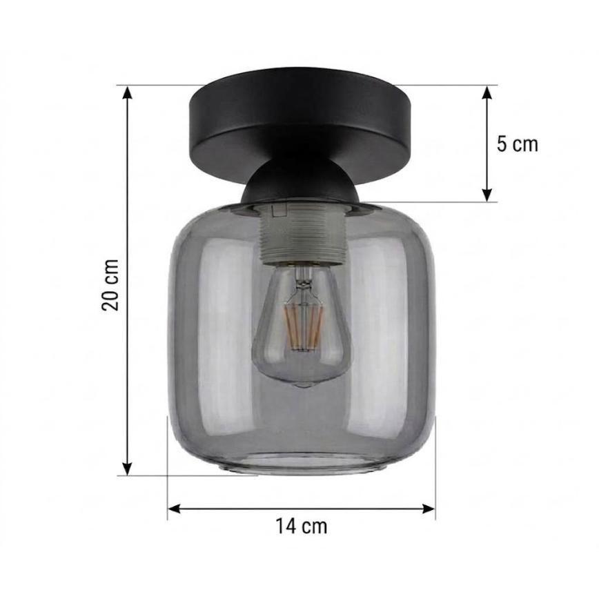 BRILAGI - Plafonnier LED RETRO GLASS 1xE27/60W/230V Ø 14 cm noir/gris fumé