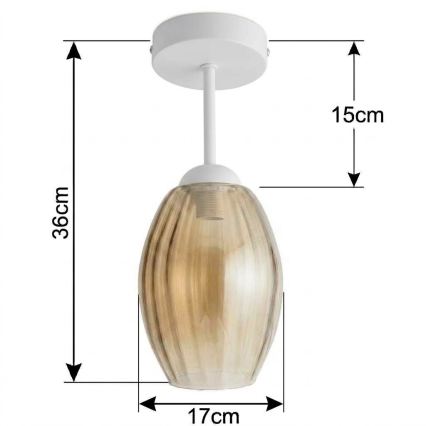 BRILAGI - Plafonnier LED à montage en surface RETRO GLASS 1xE27/60W/230V Ø 17 cm blanc/beige fumé
