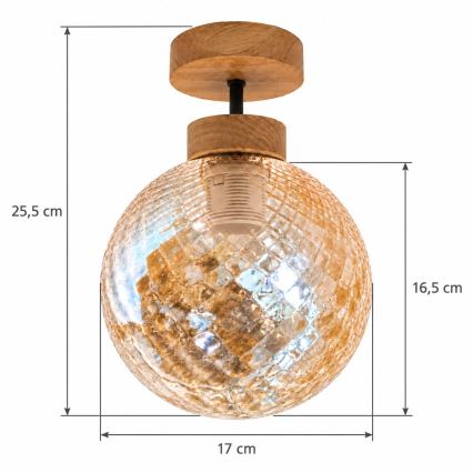 BRILAGI - LED Plafonnier RETRO GLASS 1xE27/60W/230V Ø 17 cm chêne/beige fumé