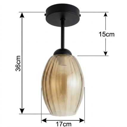 BRILAGI - Plafonnier LED en saillie RETRO GLASS 1xE27/60W/230V Ø 17 cm noir/beige fumé