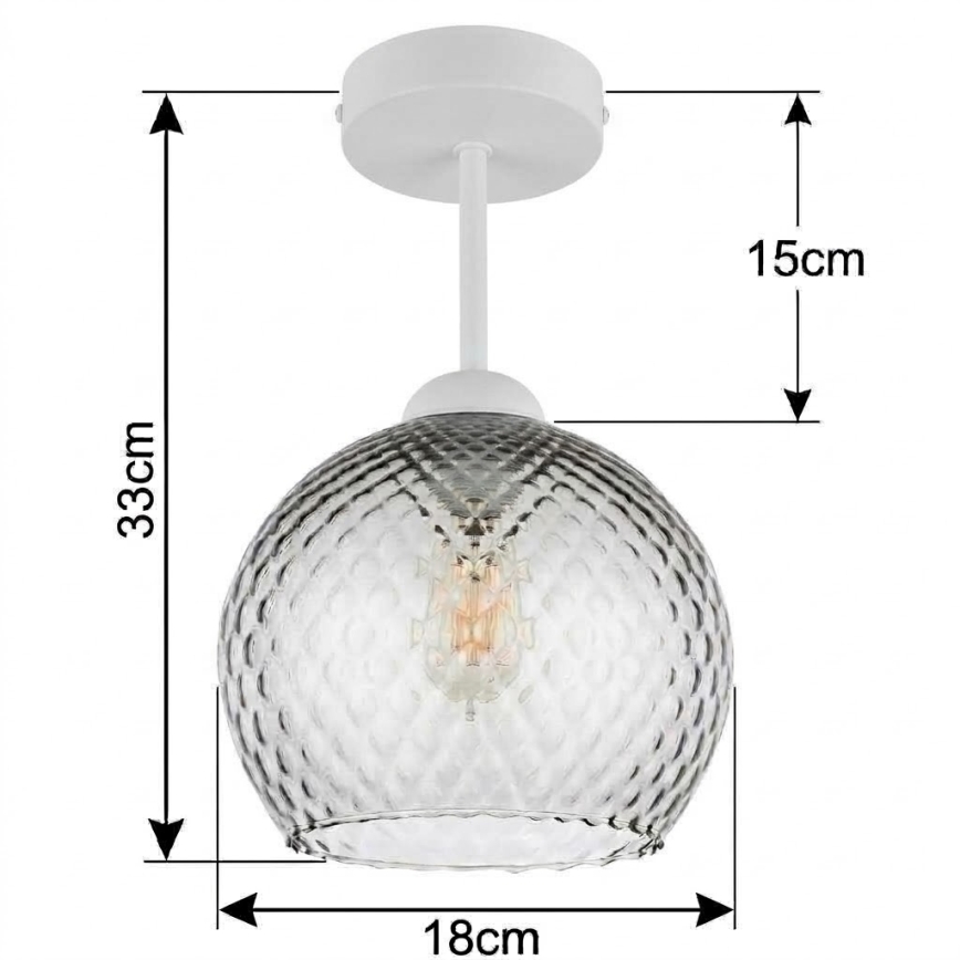 BRILAGI - LED plafonnier à montage en surface RETRO GLASS 1x E27/60W/230V, Ø 18 cm blanc/gris fumé