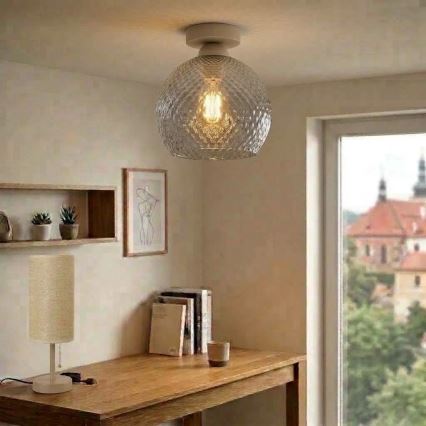 BRILAGI - Plafonnier LED RETRO GLASS 1xE27/60W/230V Ø 25 cm beige/gris fumé