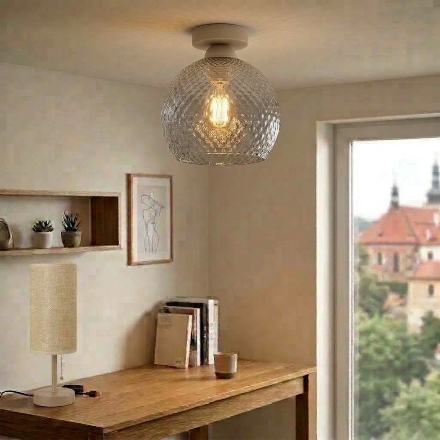BRILAGI - Plafonnier LED RETRO GLASS 1xE27/60W/230V Ø 25 cm beige/gris fumé