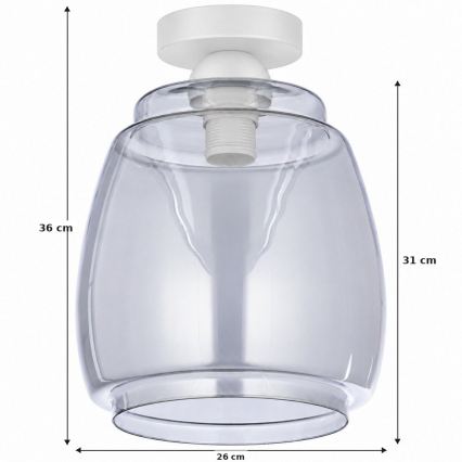 BRILAGI - LED Plafonnier RETRO GLASS 1xE27/60W/230V Ø 26 cm blanc/gris fumé
