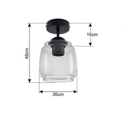 BRILAGI - Plafonnier LED RETRO GLASS 1xE27/60W/230V Ø 26 cm noir/gris fumé