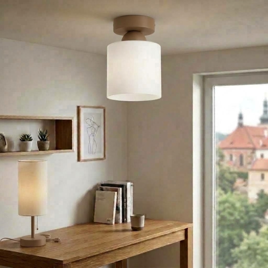 BRILAGI - Plafonnier LED RETRO GLASS 1xE27/60W/230V Ø 10 cm beige/blanc