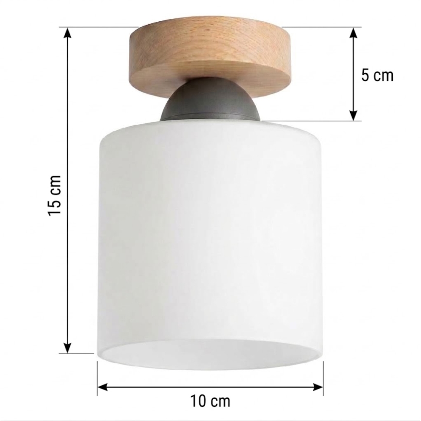BRILAGI - plafonnier LED RETRO GLASS 1xE27/60W/230V Ø 10 cm chêne/blanc