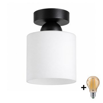 BRILAGI - Plafonnier LED RETRO GLASS 1xE27/60W/230V Ø 10 cm noir/blanc