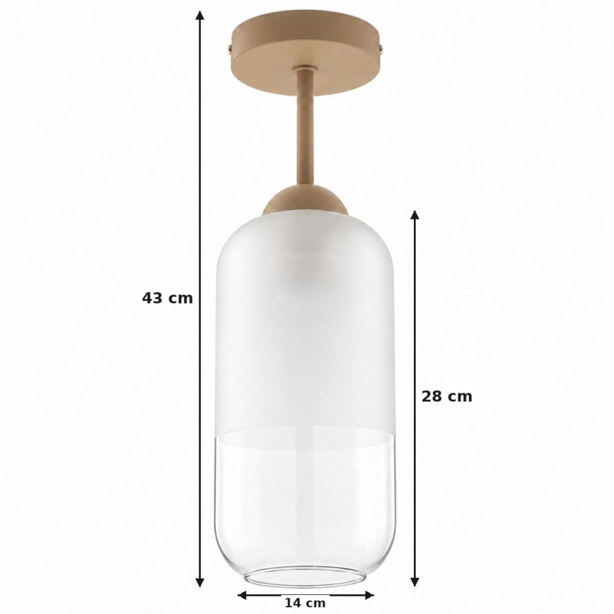 BRILAGI - Plafonnier LED RETRO GLASS 1xE27/60W/230V Ø 14 cm beige/blanc