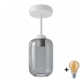 BRILAGI - Plafonnier LED RETRO GLASS 1xE27/60W/230V Ø 14 cm blanc/gris fumé