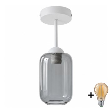 BRILAGI - Plafonnier LED RETRO GLASS 1xE27/60W/230V Ø 14 cm blanc/gris fumé