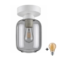 BRILAGI - Plafonnier LED RETRO GLASS 1xE27/60W/230V Ø 14 cm blanc/gris fumé