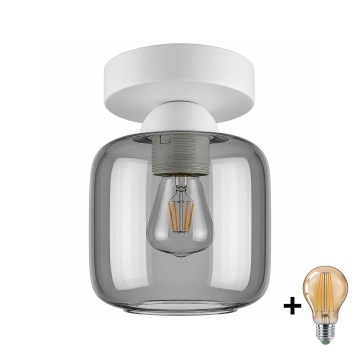 BRILAGI - Plafonnier LED RETRO GLASS 1xE27/60W/230V Ø 14 cm blanc/gris fumé
