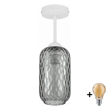 BRILAGI - Plafonnier LED RETRO GLASS 1xE27/60W/230V Ø 14 cm blanc/gris fumé