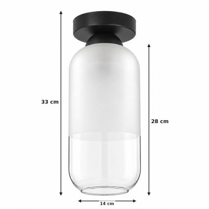 BRILAGI - Plafonnier LED RETRO GLASS 1xE27/60W/230V Ø 14 cm noir/blanc