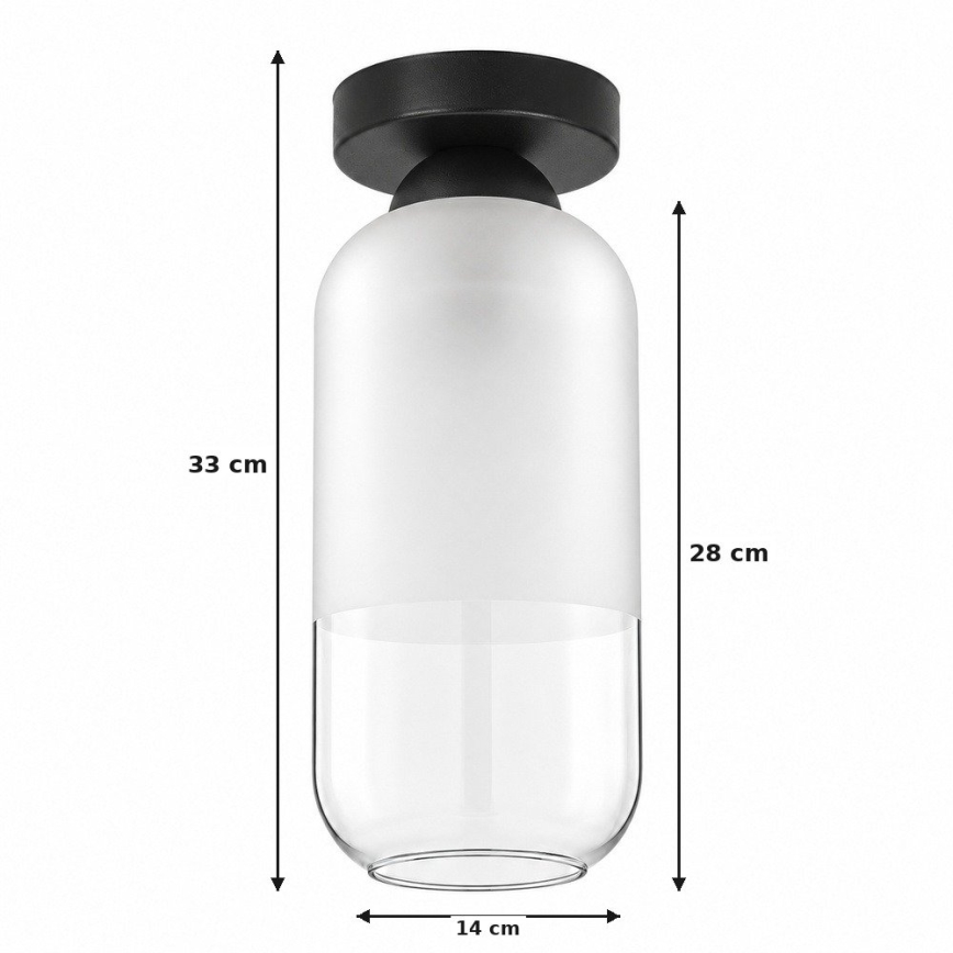 BRILAGI - Plafonnier LED RETRO GLASS 1xE27/60W/230V Ø 14 cm noir/blanc