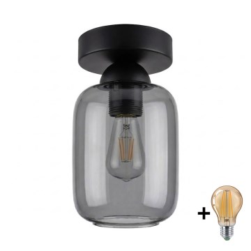 BRILAGI - Plafonnier LED RETRO GLASS 1xE27/60W/230V Ø 14 cm noir/gris fumé