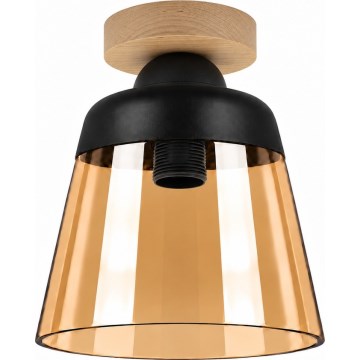 BRILAGI - Plafonnier LED RETRO GLASS 1xE27/60W/230V Ø 15,5 cm chêne/beige fumé