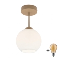 BRILAGI - Plafonnier LED RETRO GLASS 1xE27/60W/230V Ø 15 cm beige/blanc