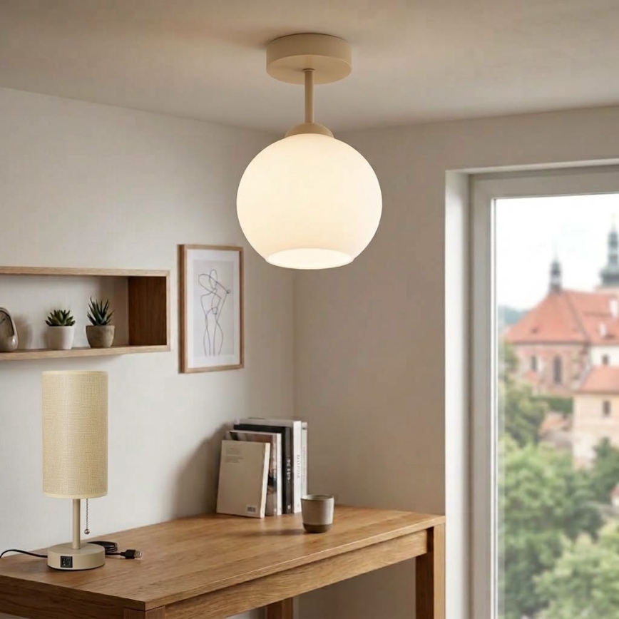 BRILAGI - Plafonnier LED RETRO GLASS 1xE27/60W/230V Ø 15 cm beige/blanc