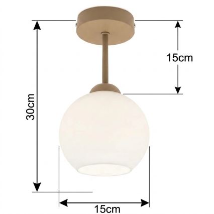 BRILAGI - Plafonnier LED RETRO GLASS 1xE27/60W/230V Ø 15 cm beige/blanc
