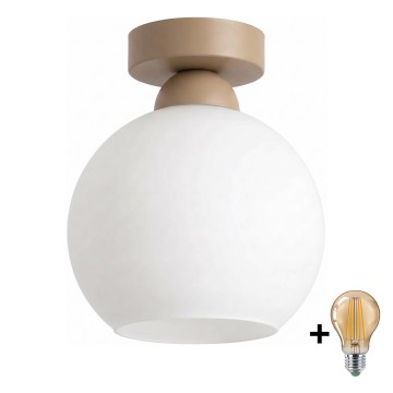 BRILAGI - Plafonnier LED RETRO GLASS 1xE27/60W/230V Ø 15 cm beige/blanc