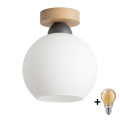 BRILAGI - Plafonnier LED RETRO GLASS 1xE27/60W/230V Ø 15 cm chêne/blanc