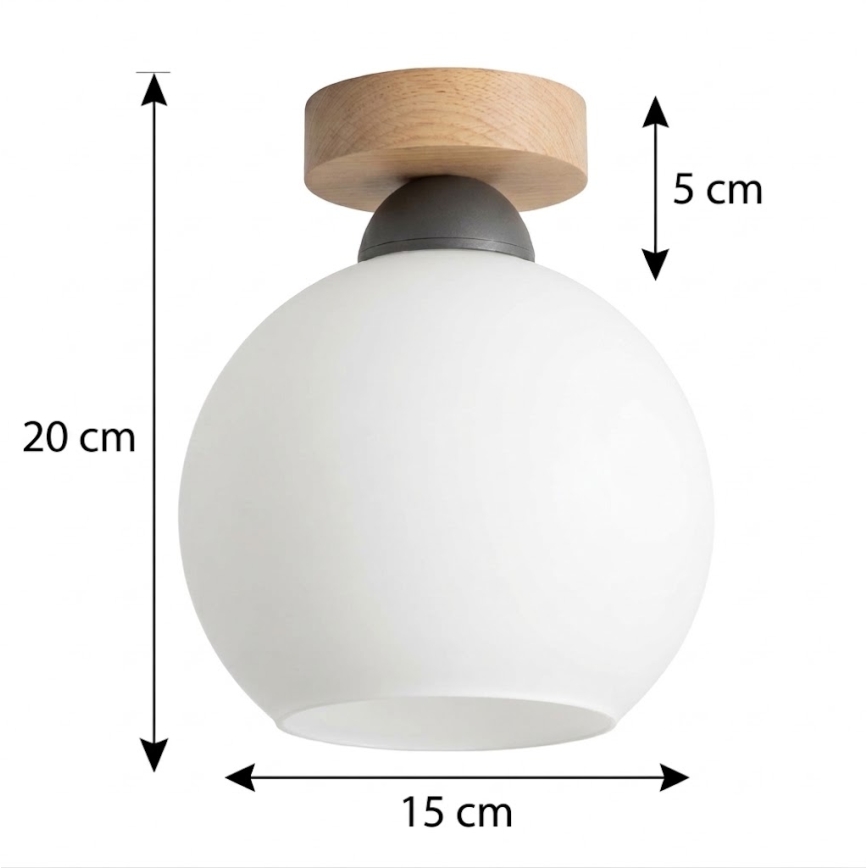 BRILAGI - Plafonnier LED RETRO GLASS 1xE27/60W/230V Ø 15 cm chêne/blanc