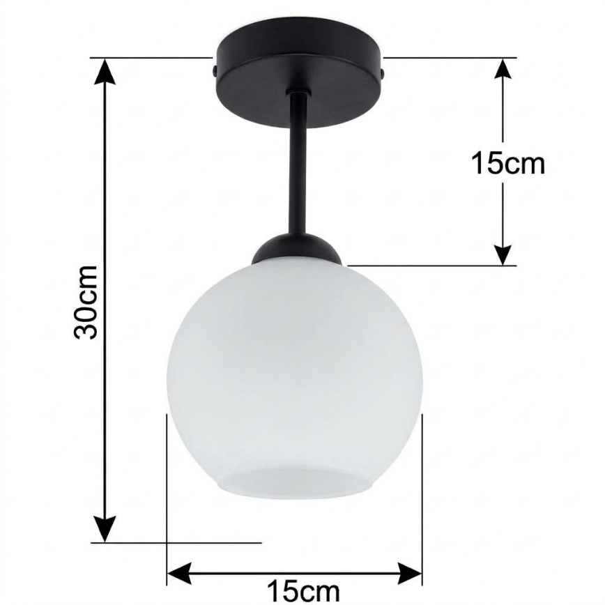 BRILAGI - Plafonnier LED RETRO GLASS 1xE27/60W/230V Ø 15 cm noir/blanc
