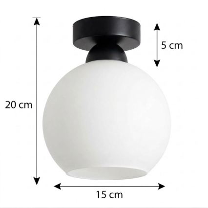 BRILAGI - Plafonnier LED RETRO GLASS 1xE27/60W/230V Ø 15 cm noir/blanc