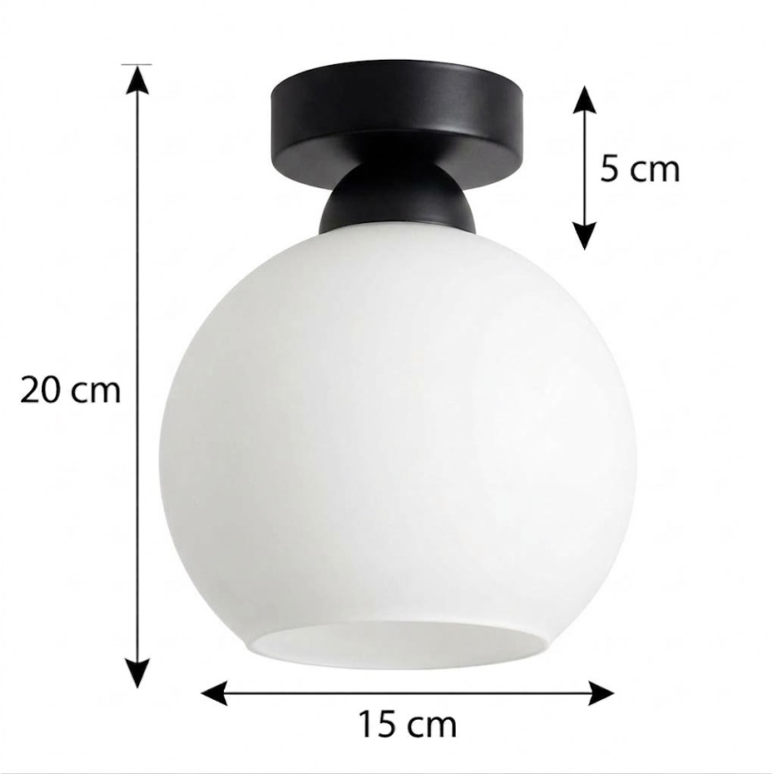 BRILAGI - Plafonnier LED RETRO GLASS 1xE27/60W/230V Ø 15 cm noir/blanc