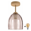 BRILAGI - Plafonnier LED RETRO GLASS 1xE27/60W/230V Ø 17 cm beige/fumé beige