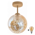 BRILAGI - Plafonnier LED RETRO GLASS 1xE27/60W/230V Ø 17 cm beige/fumé beige