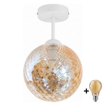 BRILAGI - Plafonnier LED RETRO GLASS 1xE27/60W/230V Ø 17 cm blanc / beige fumé
