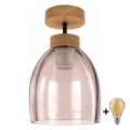 BRILAGI - Plafonnier LED RETRO GLASS 1xE27/60W/230V Ø 17 cm chêne/beige fumé