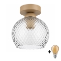BRILAGI - Plafonnier LED RETRO GLASS 1xE27/60W/230V Ø 18 cm beige/gris fumé