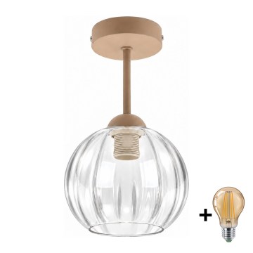 BRILAGI - Plafonnier LED RETRO GLASS 1xE27/60W/230V Ø 18 cm beige/transparent