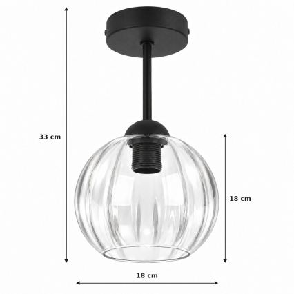 BRILAGI - Plafonnier LED RETRO GLASS 1xE27/60W/230V Ø 18 cm noir/transparent