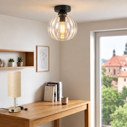 BRILAGI - Plafonnier LED RETRO GLASS 1xE27/60W/230V Ø 18 cm noir/transparent