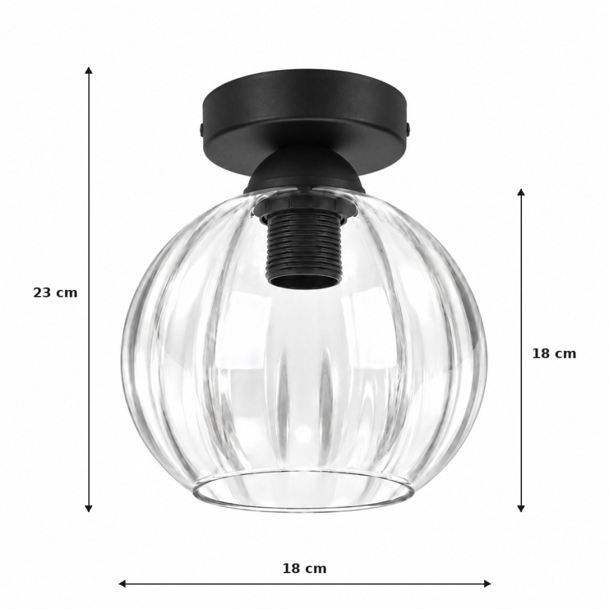 BRILAGI - Plafonnier LED RETRO GLASS 1xE27/60W/230V Ø 18 cm noir/transparent