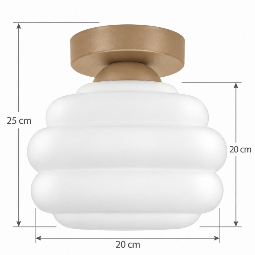 BRILAGI - plafonnier LED RETRO GLASS 1xE27/60W/230V Ø 20 cm beige/blanc