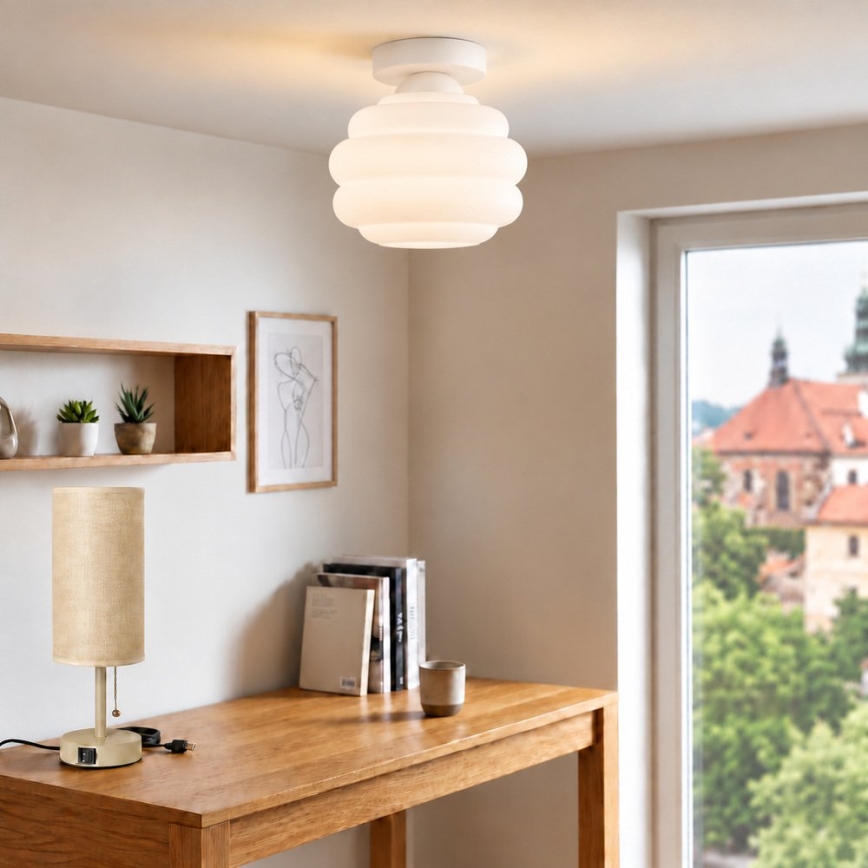 BRILAGI - Plafonnier LED RETRO GLASS 1xE27/60W/230V Ø 20 cm blanc/blanc