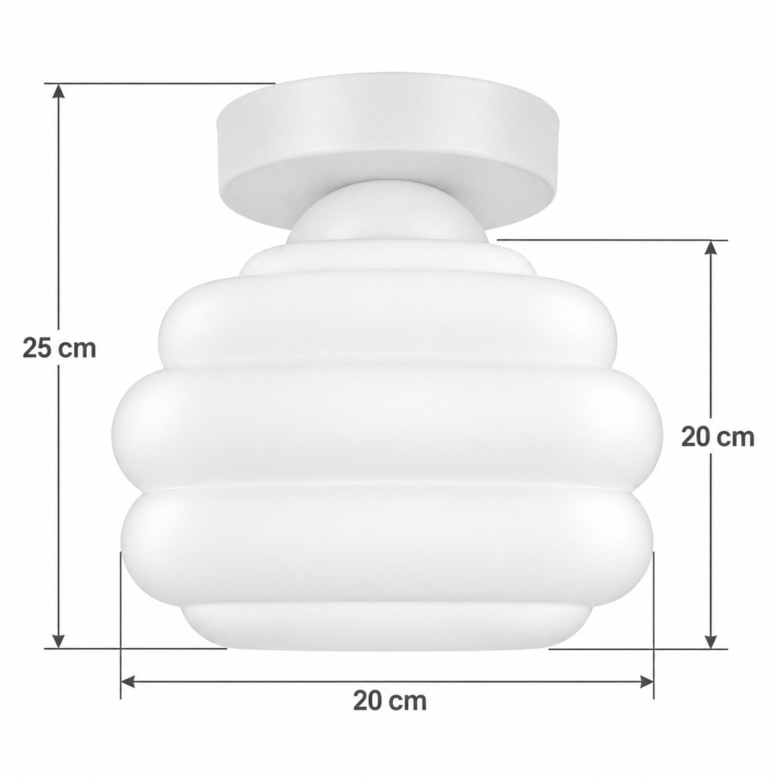 BRILAGI - Plafonnier LED RETRO GLASS 1xE27/60W/230V Ø 20 cm blanc/blanc