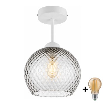 BRILAGI - Plafonnier LED RETRO GLASS 1xE27/60W/230V Ø 25 cm blanc/gris fumé