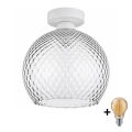BRILAGI - Plafonnier LED RETRO GLASS 1xE27/60W/230V Ø 25 cm blanc/gris fumé