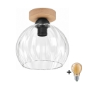 BRILAGI - Plafonnier LED RETRO GLASS 1xE27/60W/230V Ø 25 cm chêne/transparent