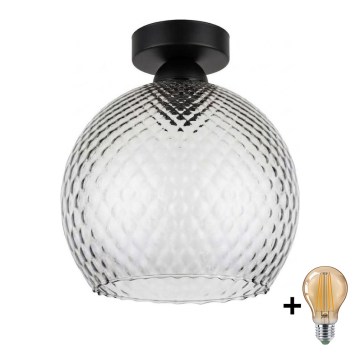 BRILAGI - Plafonnier LED RETRO GLASS 1xE27/60W/230V Ø 25 cm noir/gris fumé
