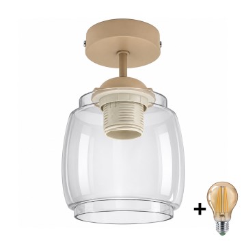 BRILAGI - Plafonnier LED RETRO GLASS 1xE27/60W/230V Ø 26 cm beige/gris fumé