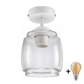 BRILAGI - Plafonnier LED RETRO GLASS 1xE27/60W/230V Ø 26 cm blanc/gris fumé